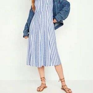 Old Navy Blue and White Halter Midi Sundress